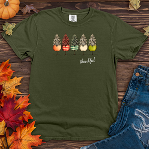 Vintage Apple Picking Gingham Trio Pine Trees Heavy Cotton Comfort Colors Tee