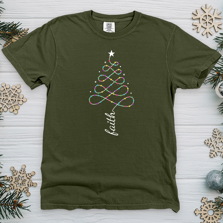 Faith Lights Tree Heavy Cotton Comfort Colors Tee