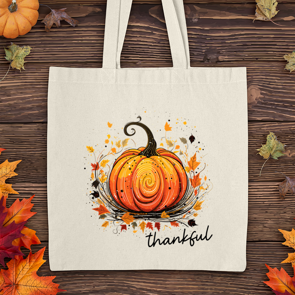 Thankful Pumpkin Swirl Tote Bag