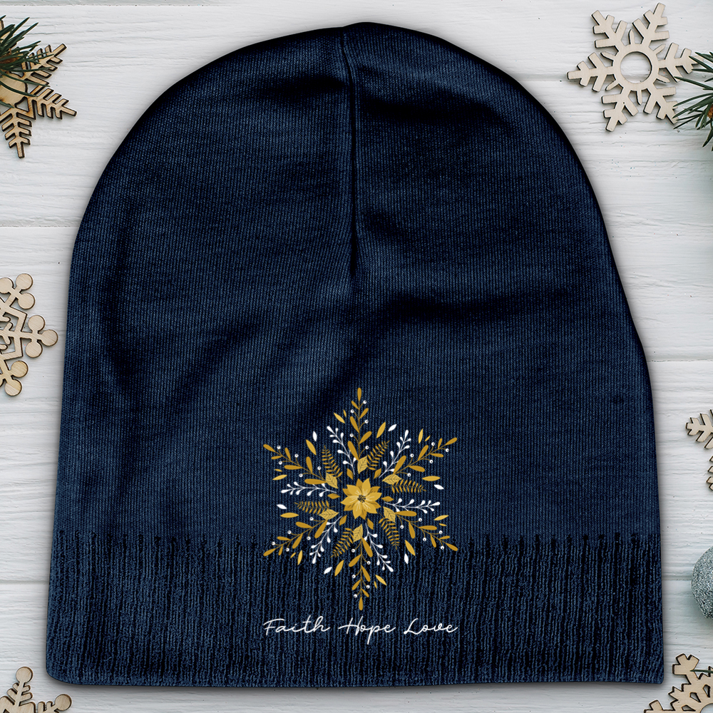 Faith Hope Love Sunflake Cotton Beanie