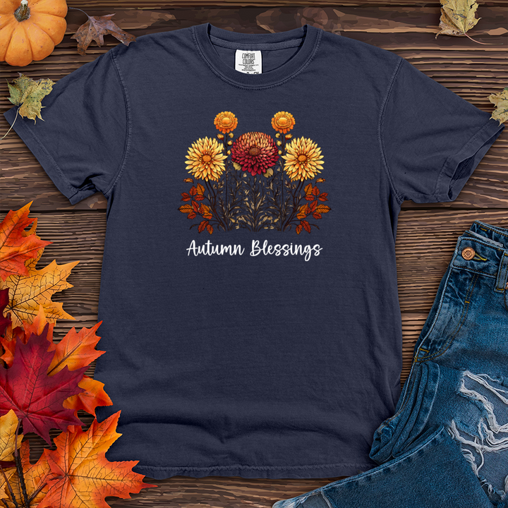 Retro Blooming Autumn Floral Trio Heavy Cotton Comfort Colors Tee