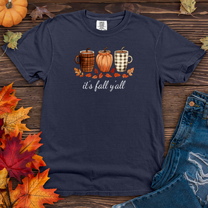 It's Fall Plaid Coffee Cups Heavy Cotton Comfort Colors Tee