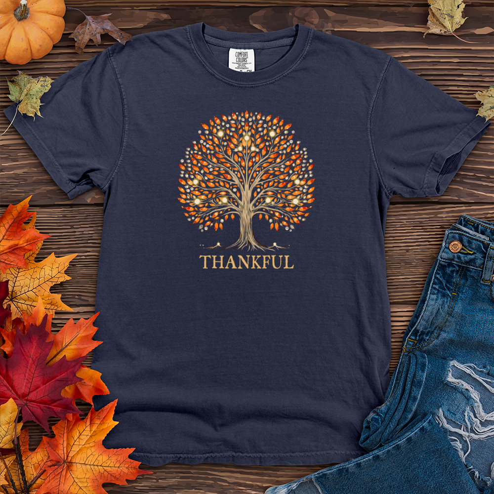 Retro Bonfire Sparkle Fall Themes Tree Heavy Cotton Comfort Colors Tee