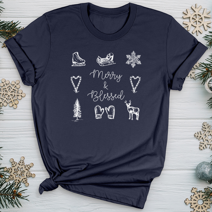 Merry Blessed Christmas Pattern Softstyle Tee