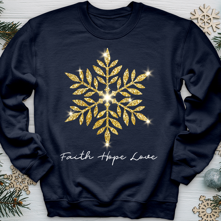 Gold Snowflake Shimmer Crewneck