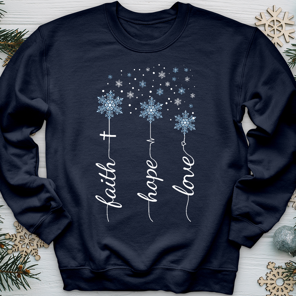 Faith Hope Love Snowflakes Crewneck