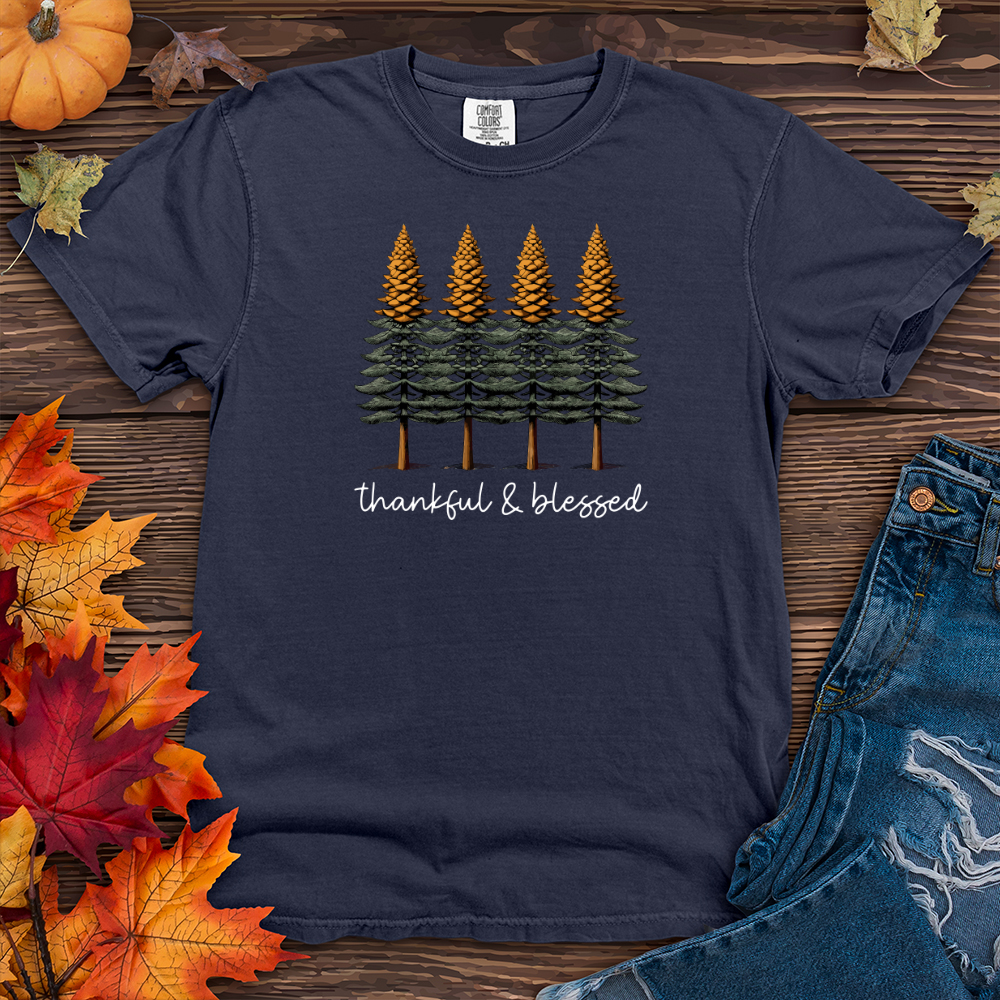 Classic Houndstooth Trio Pine Trees Heavy Cotton Comfort Colors Tee