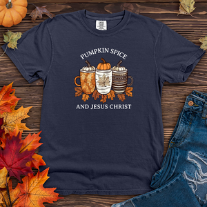 Vintage Pumpkin Spice Trio Coffee Cups Heavy Cotton Comfort Colors Tee