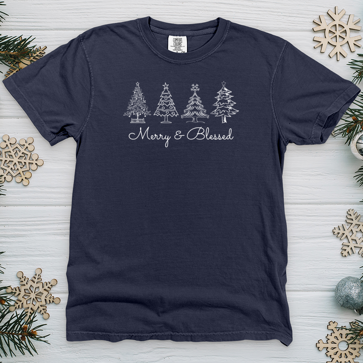 Merry & Blessed White Trees Heavy Cotton Comfort Colors Tee