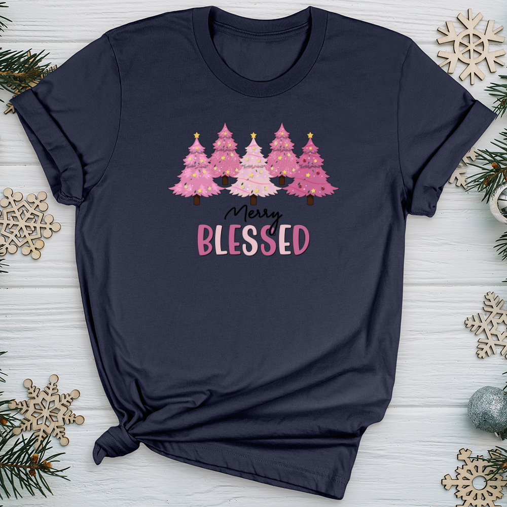 Merry Blessed Pink Tree Farm Softstyle Tee