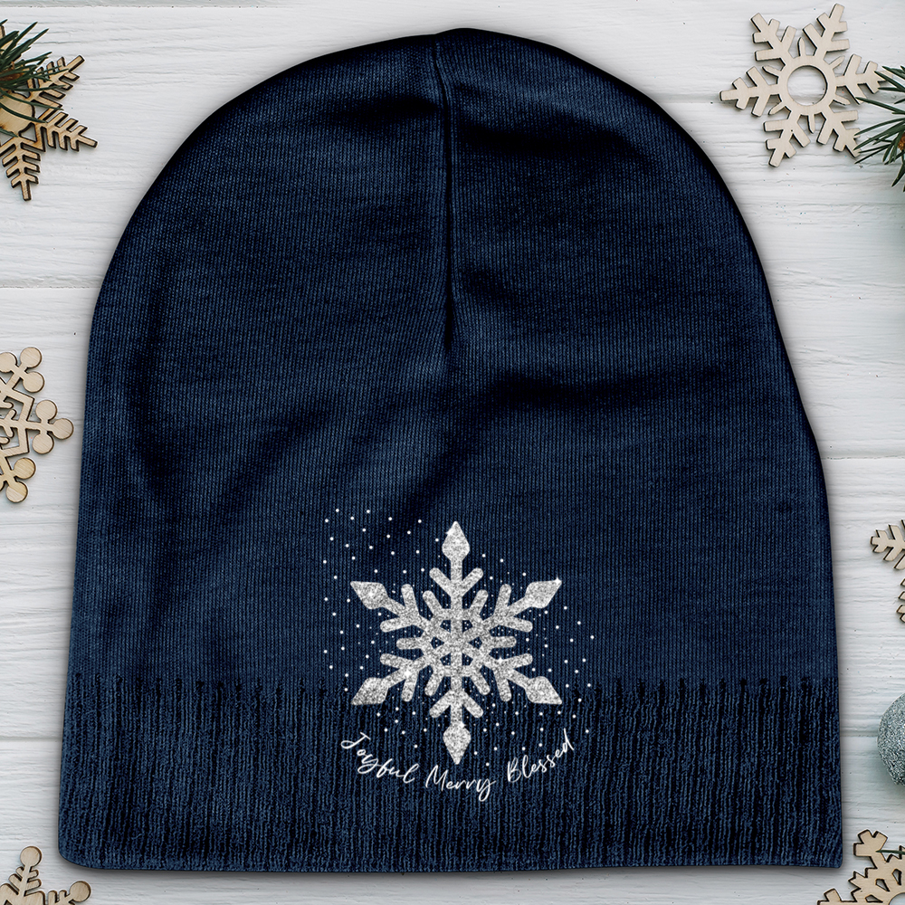 Snowflake Silver Glitter Cotton Beanie