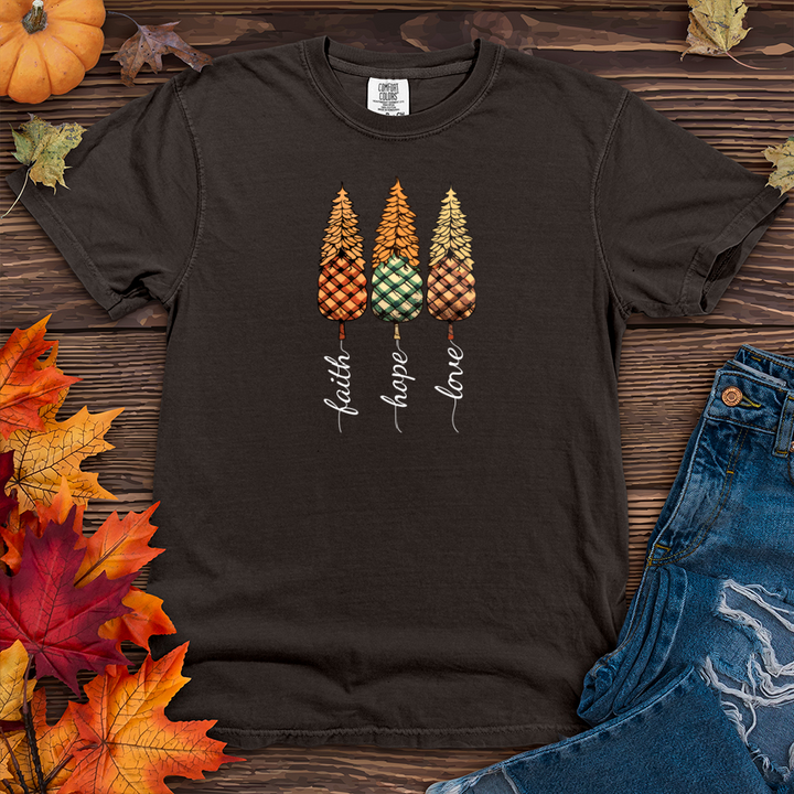 Faith Hope Love Plaid Trio Pine Trees Heavy Cotton Comfort Colors Tee