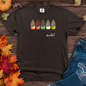 Vintage Apple Picking Gingham Trio Pine Trees Heavy Cotton Comfort Colors Tee