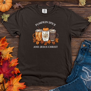 Vintage Pumpkin Spice Trio Coffee Cups Heavy Cotton Comfort Colors Tee