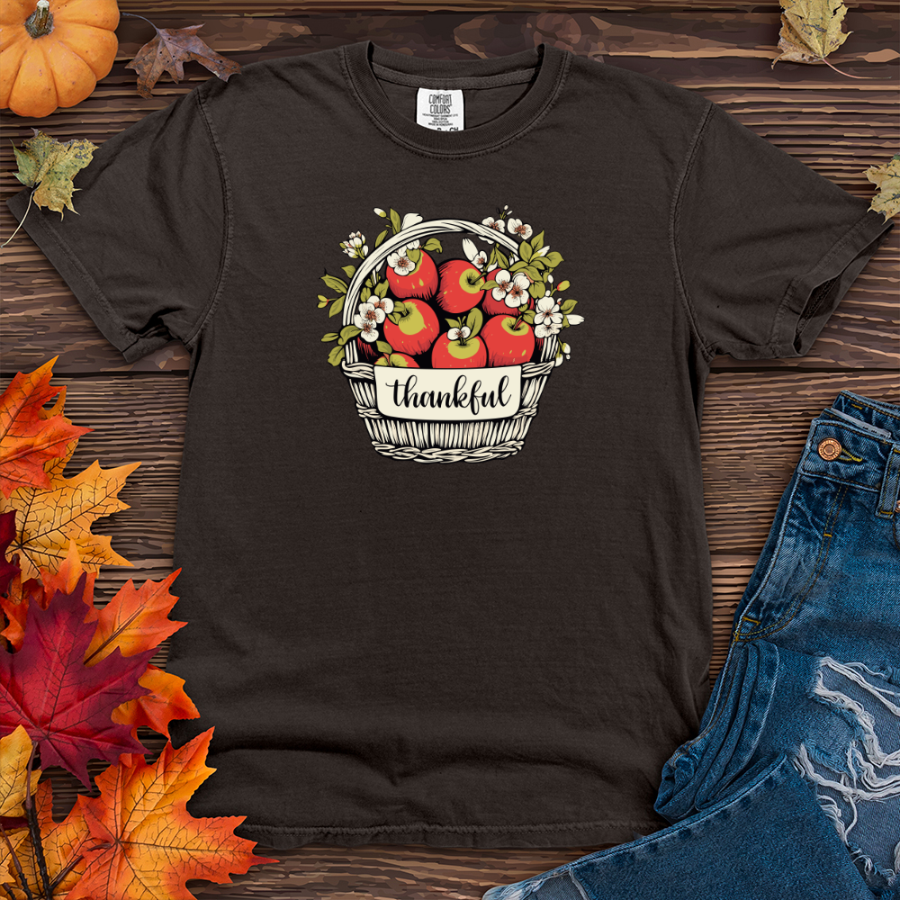 Retro Harvest Apple Blossom Basket Heavy Cotton Comfort Colors Tee