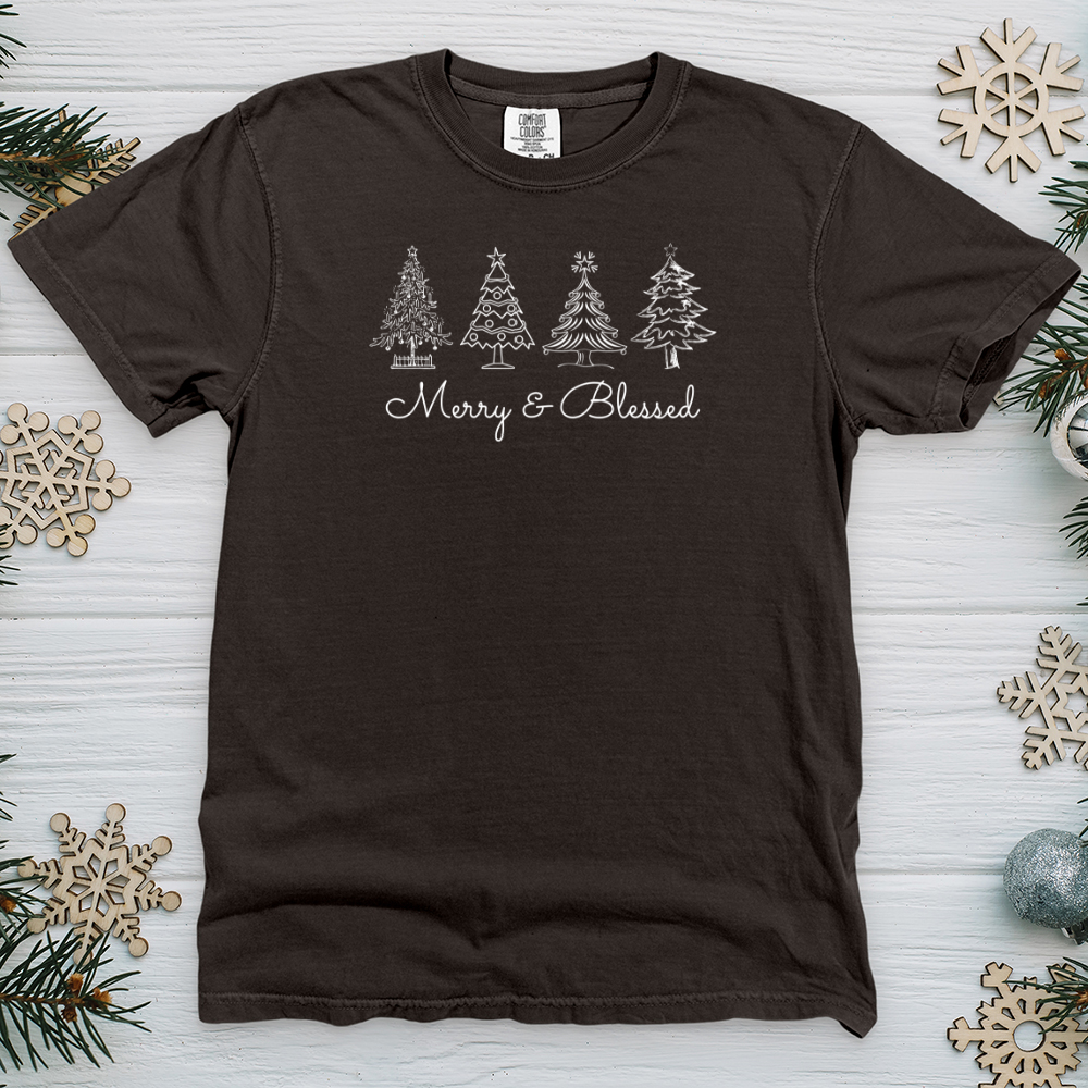 Merry & Blessed White Trees Heavy Cotton Comfort Colors Tee