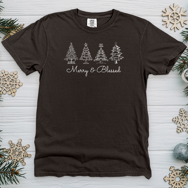 Merry & Blessed White Trees Heavy Cotton Comfort Colors Tee
