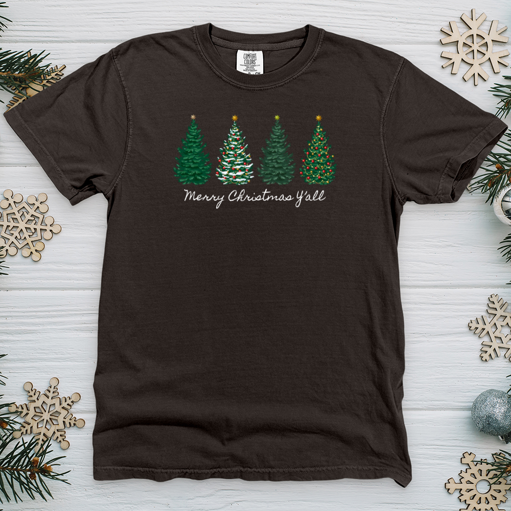 Merry Christmas Y'all Pines Heavy Cotton Comfort Colors Tee