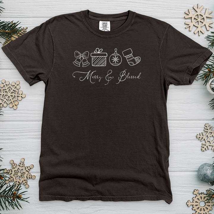 Merry Blessed Stockings Heavy Cotton Comfort Colors Tee