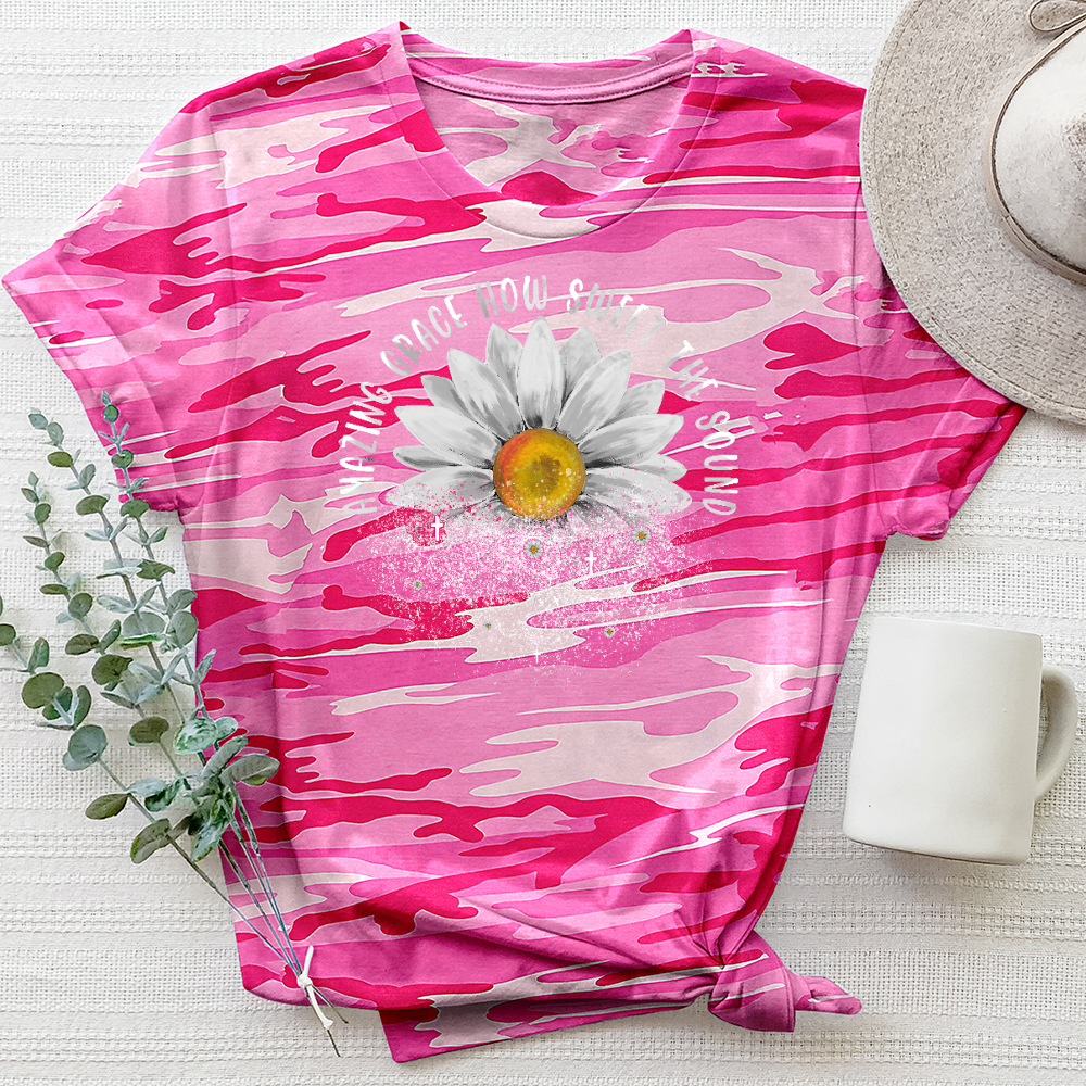 Amazing Grace Sunflower Drip Camo Tee