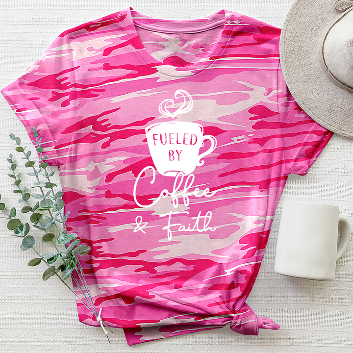 Fueled By Coffee And Faith Camo Tee