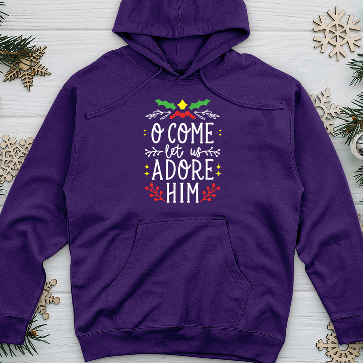 O Come Let Us Adore Him Midweight Hooded Sweatshirt