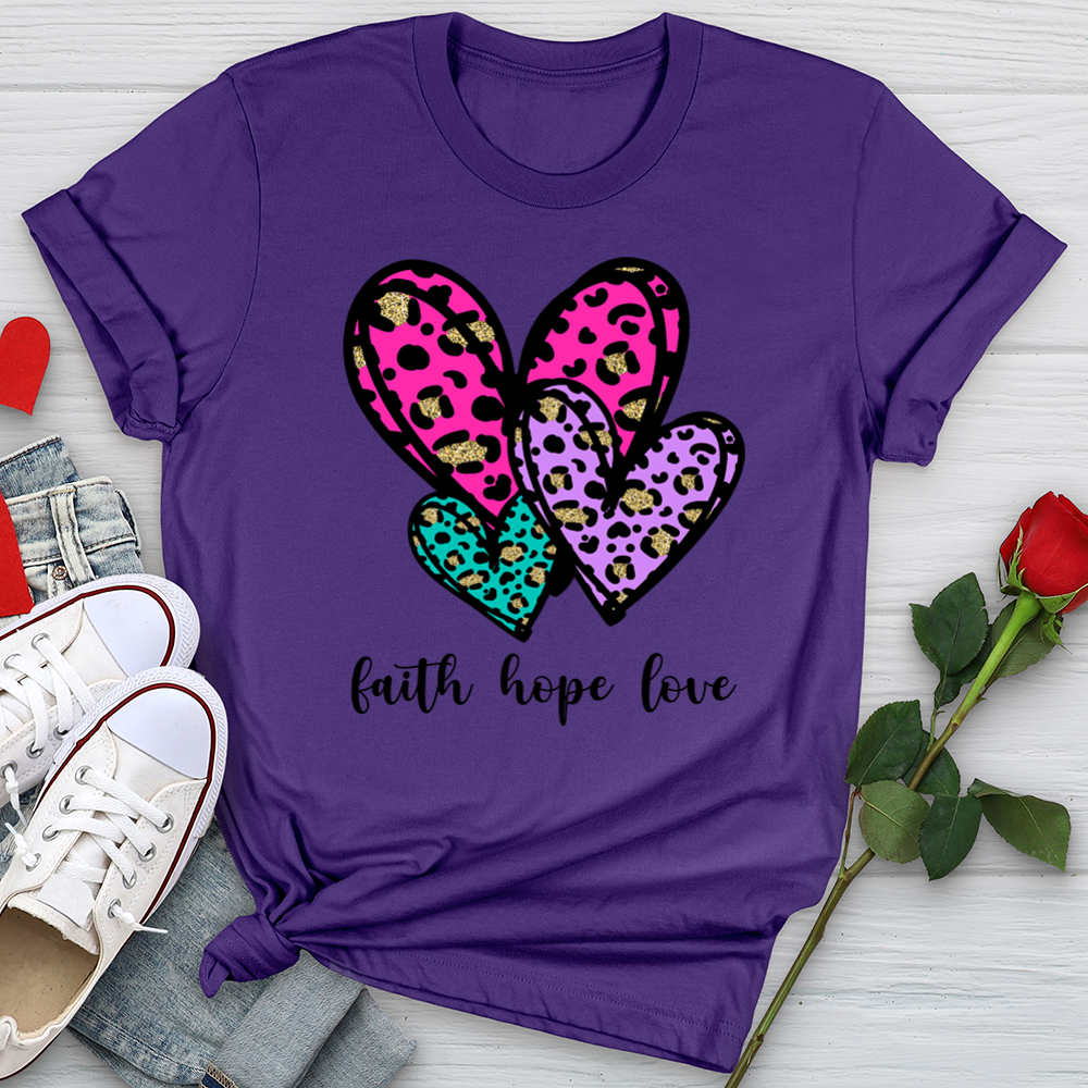 Faith hope love coloful leopard Softstyle Tee