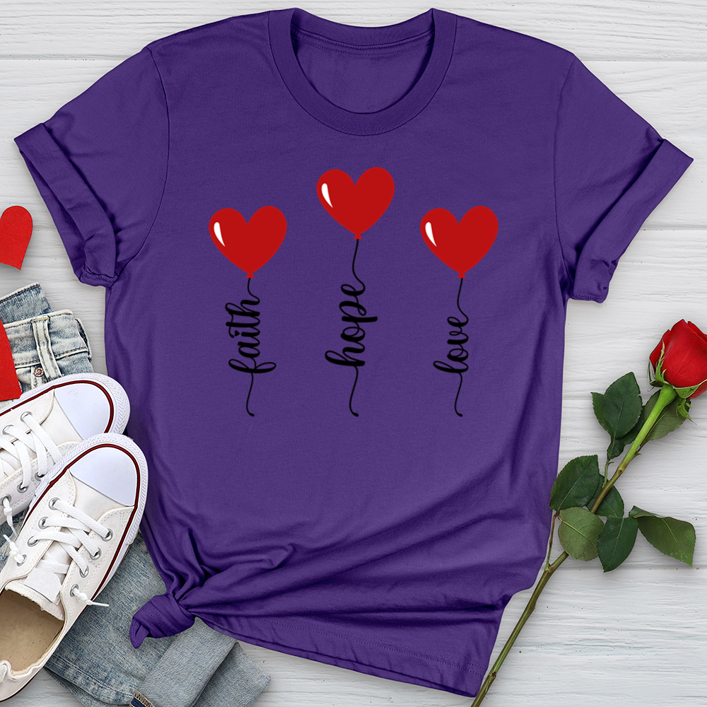 Faith Hope Love Heart Balloons Softstyle Tee