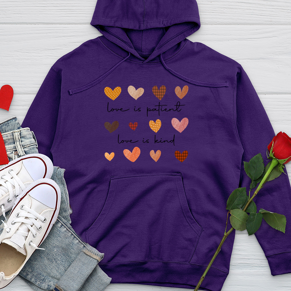 Autumn Heart Patterns Midweight Hooded Sweatshirt