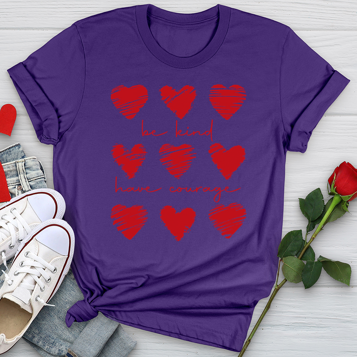 Be Kind Have Courage Hearts Softstyle Tee