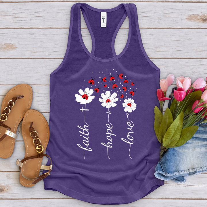 Faith Lady Bug Flowers Tank Top