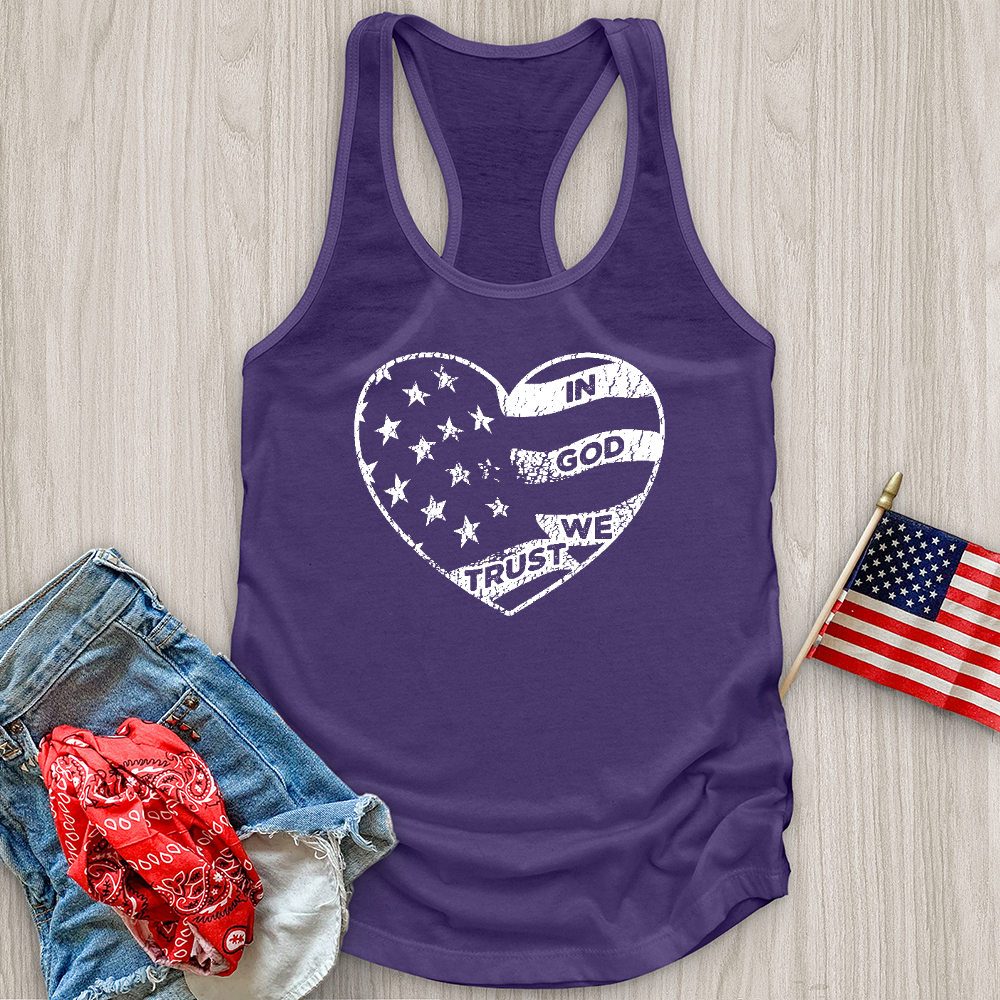 In God We Trust Faded Heart Tank Top