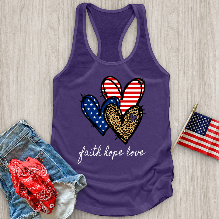 Faith Hope Love Pattern Hearts Tank Top