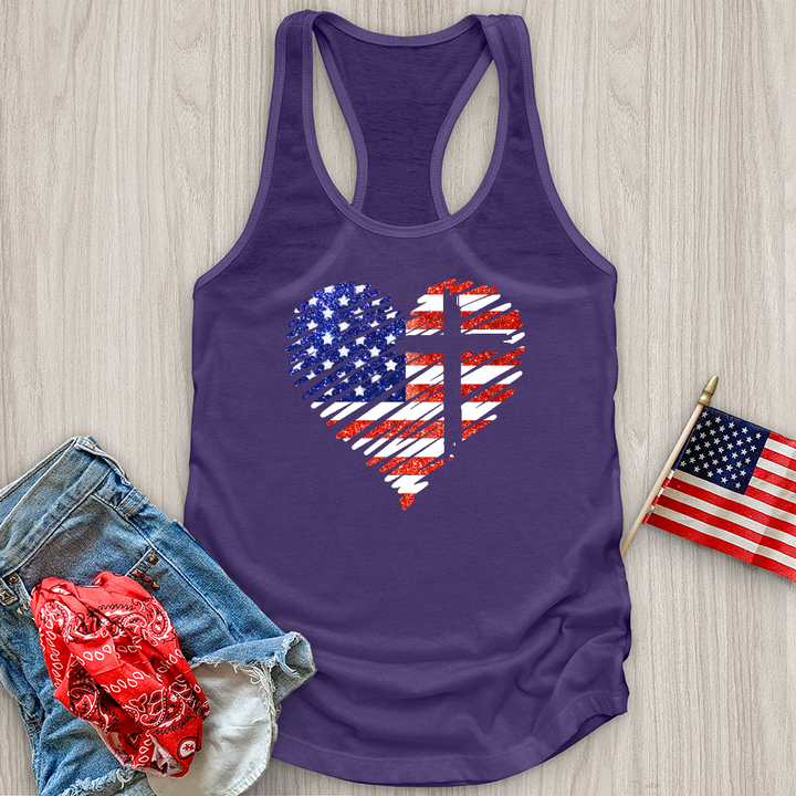 USA Heart and Cross Tank Top