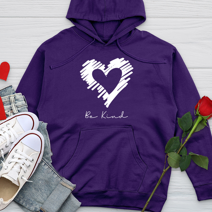 Be Kind Heart Silhouette Midweight Hooded Sweatshirt