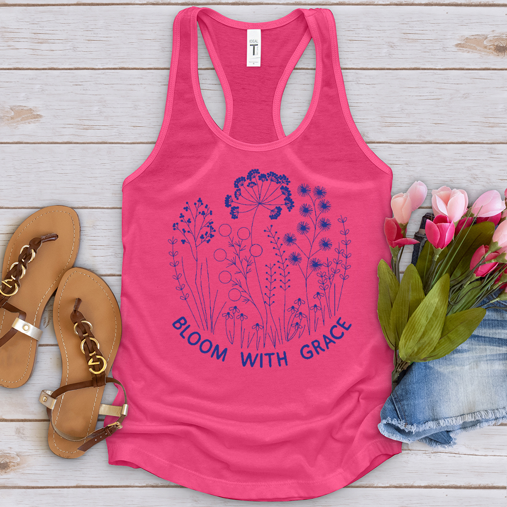 Bloom With Grace Royal Flowers Tank Top