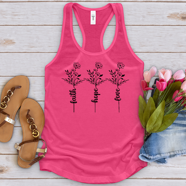 Faith Hope Love Spring Flowers Tank Top