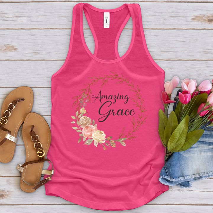 Amazing Grace Floral Wreath Tank Top