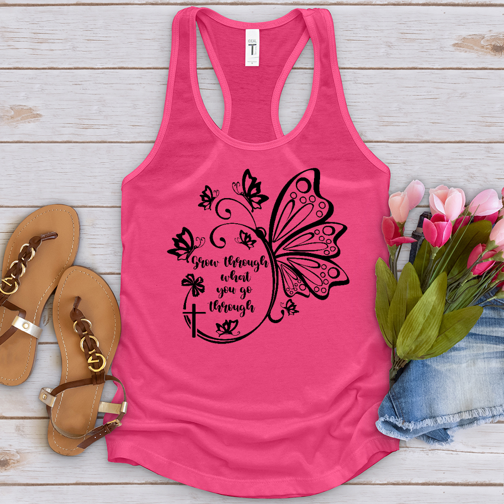 Grow Through What You Go Through Black Tank Top