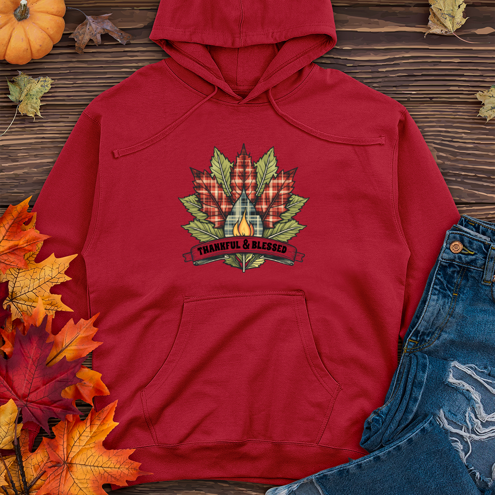 Fireside Plaid Leaf Trio Midweight Hooded Sweatshirt