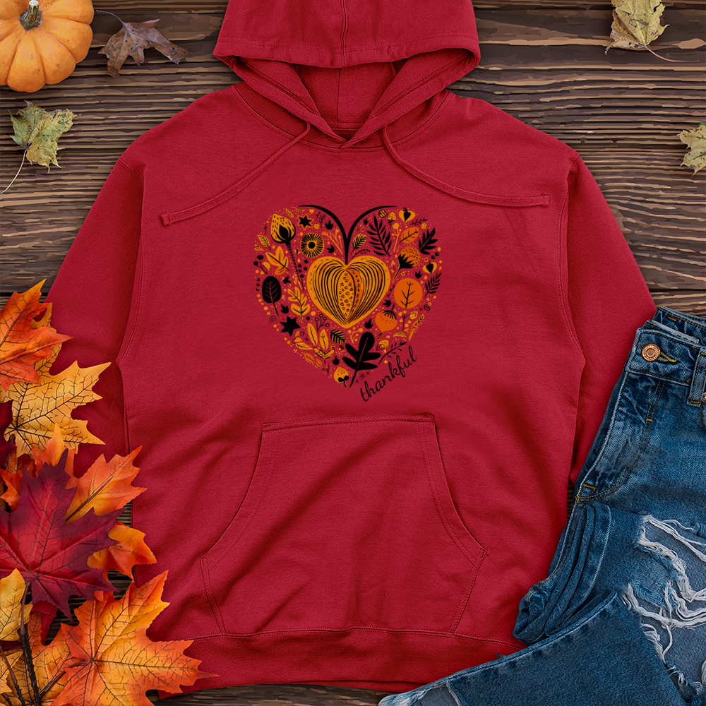 Contemporary Pumpkin Passion Heart & Pumpkin Icons Midweight Hooded Sweatshirt