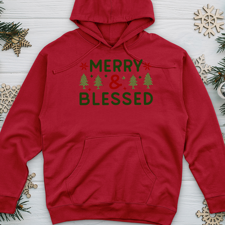 Merry & Blessed Plaid Green Midweight Hooded Sweatshirt