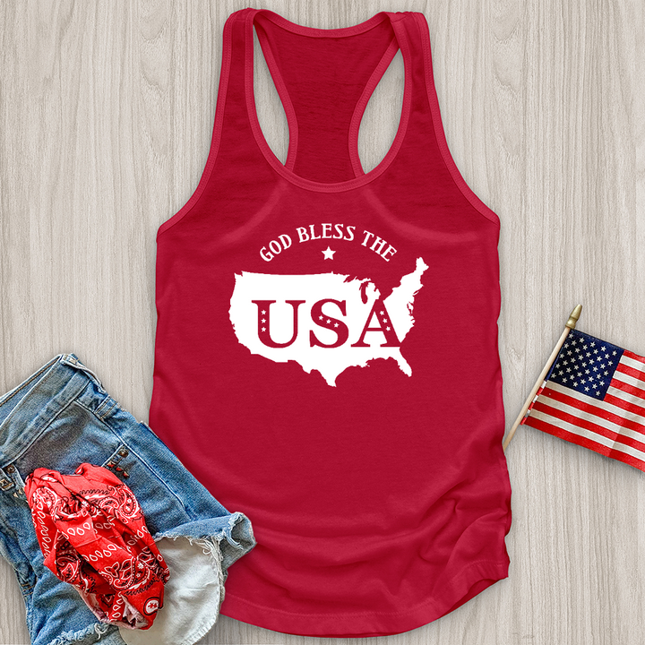 God Bless USA Outline Tank Top