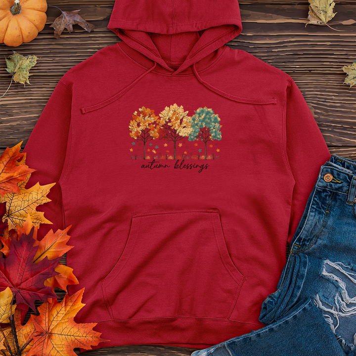 Vintage Blooming Floral Trio Sparkling Trees 01 Midweight Hooded Sweatshirt