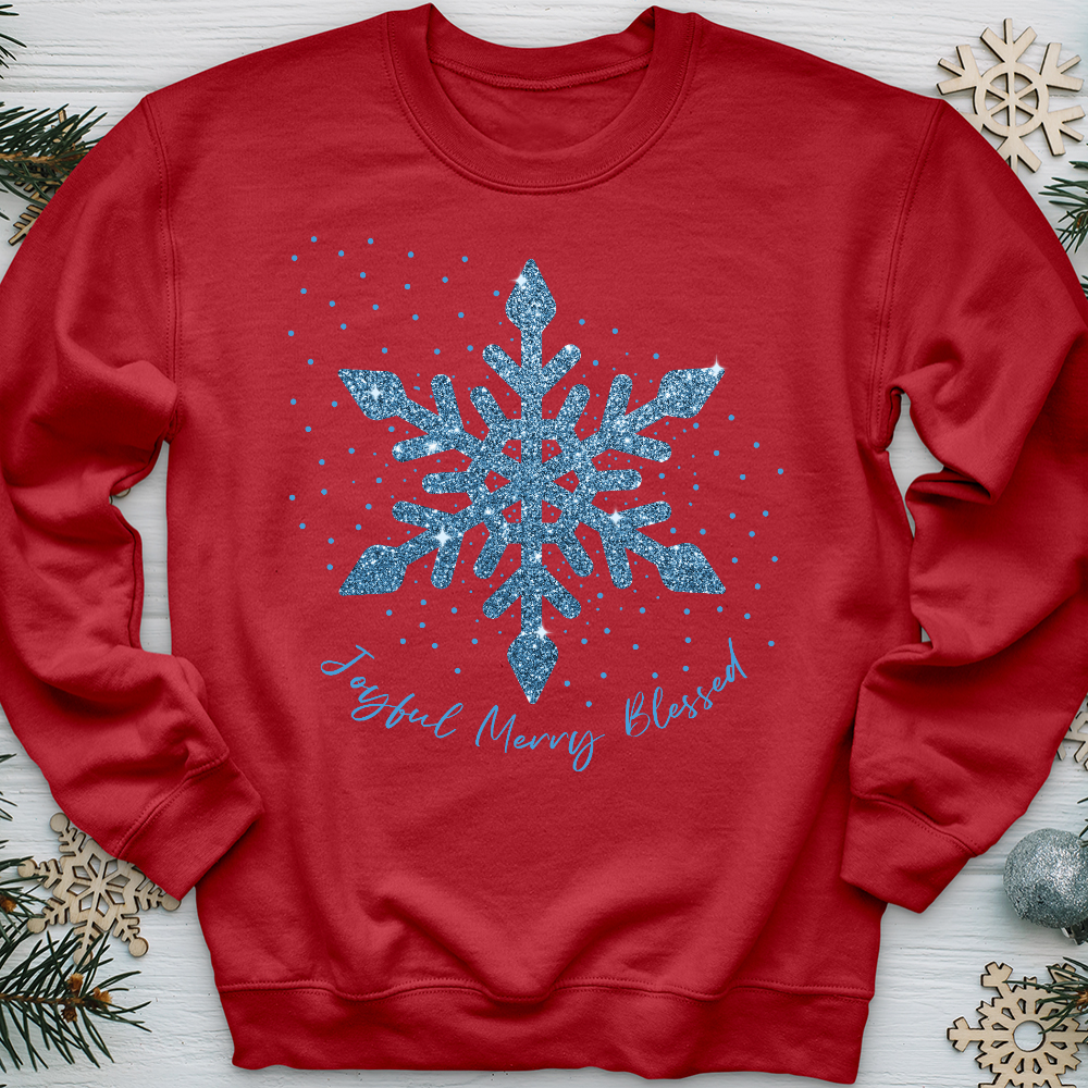 Joyful Merry Blessed Blue Snowflake Crewneck