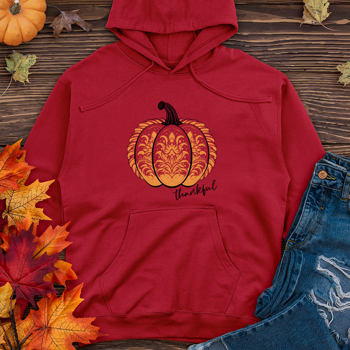 Vintage Retro Art Pumpkin Midweight Hooded Sweatshirt