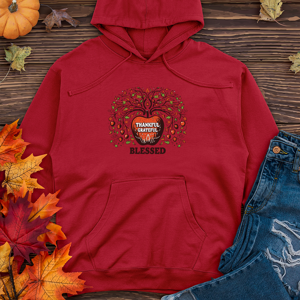 Retro Autumn Apple Delight Midweight Hooded Sweatshirt