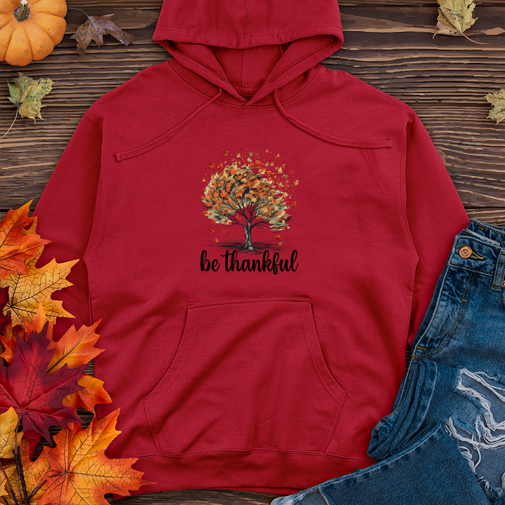 Retro Plaid Autumn Tree Midweight Hooded Sweatshirt