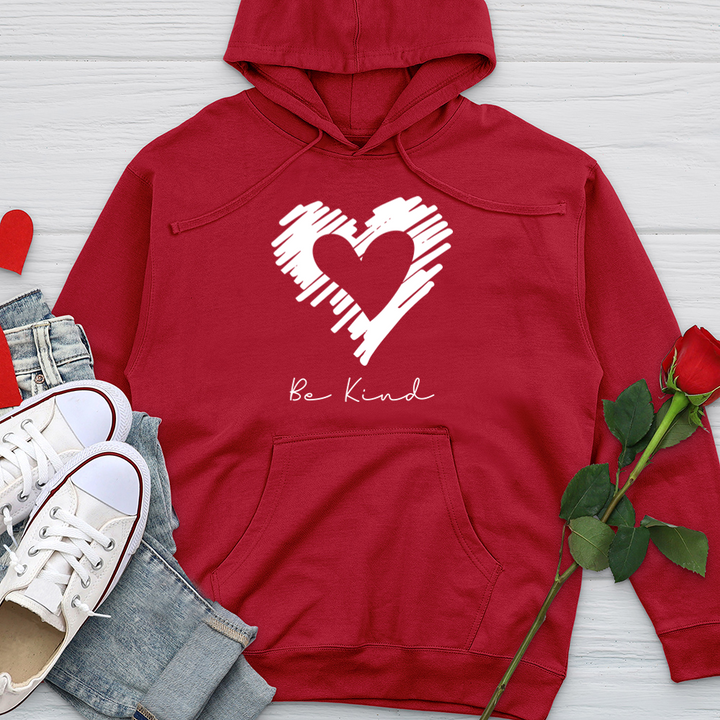 Be Kind Heart Silhouette Midweight Hooded Sweatshirt