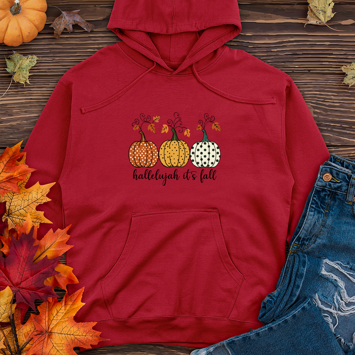 Retro Pumpkin Polka Dot Trio Midweight Hooded Sweatshirt